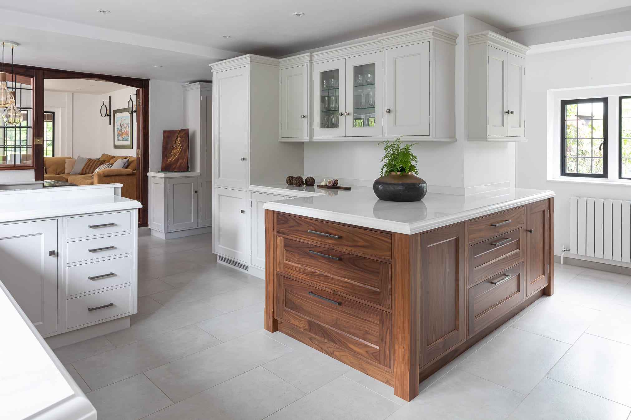 Handmade shaker kitchen with bespoke kitchen island in Sevenoaks